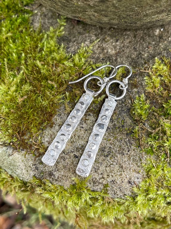 Sterling silver and cubic zirconia long dotty earrings