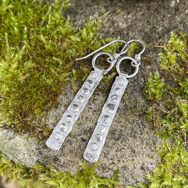 Sterling silver and cubic zirconia long dotty earrings