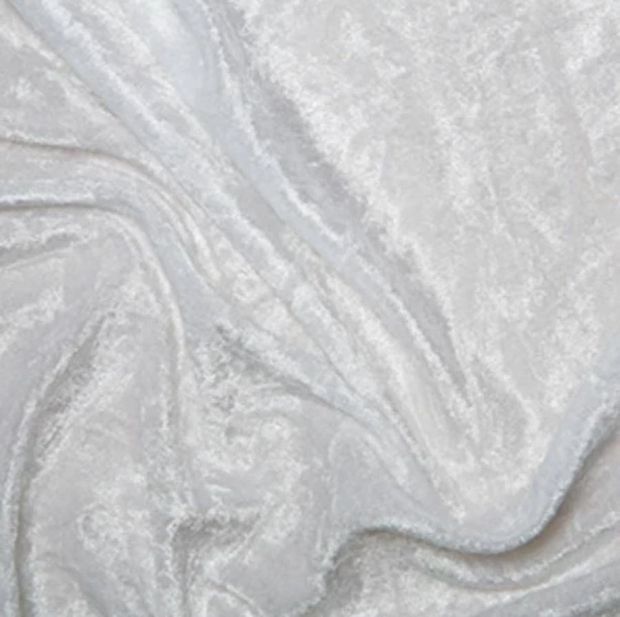 crushed velvet fabric material soft stretch white 1 metre