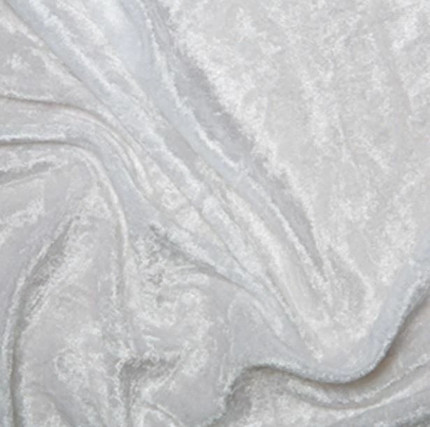 crushed velvet fabric material soft stretch white 1 metre