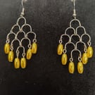 Yellow Chandelier Cascade Earrings Handmade