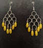 Yellow Chandelier Cascade Earrings Handmade