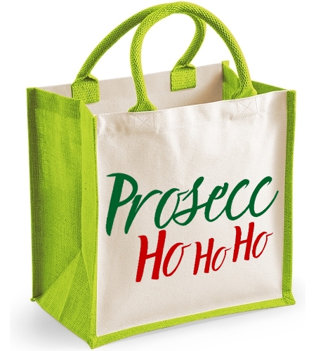 Prosecc HO HO HO -  Christmas Midi Jute Bag Christmas Gift