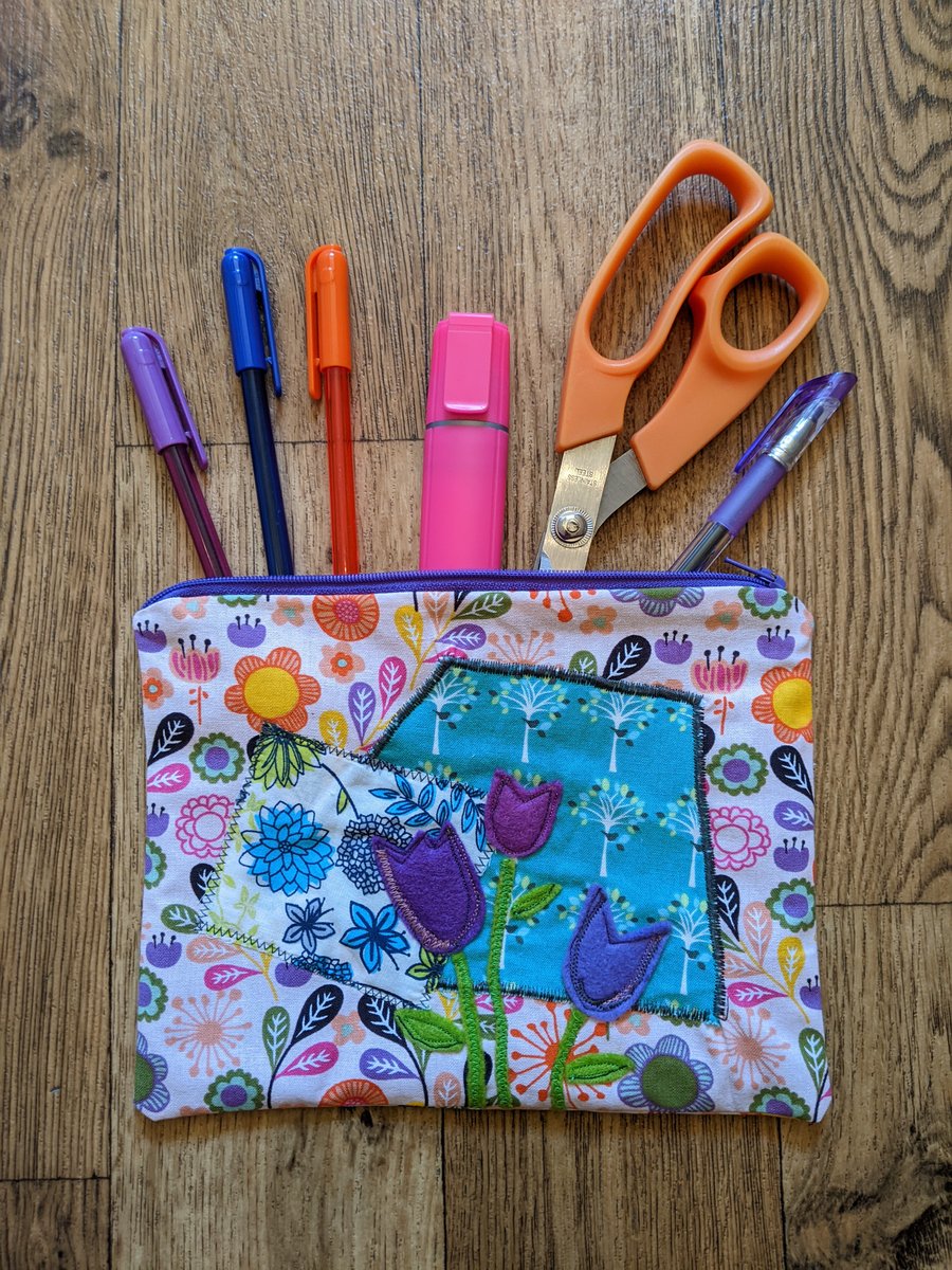 Tulip Appliqué Pencil Case Pouch