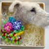 Needle Felted Lurcher  Greyhound Brooch