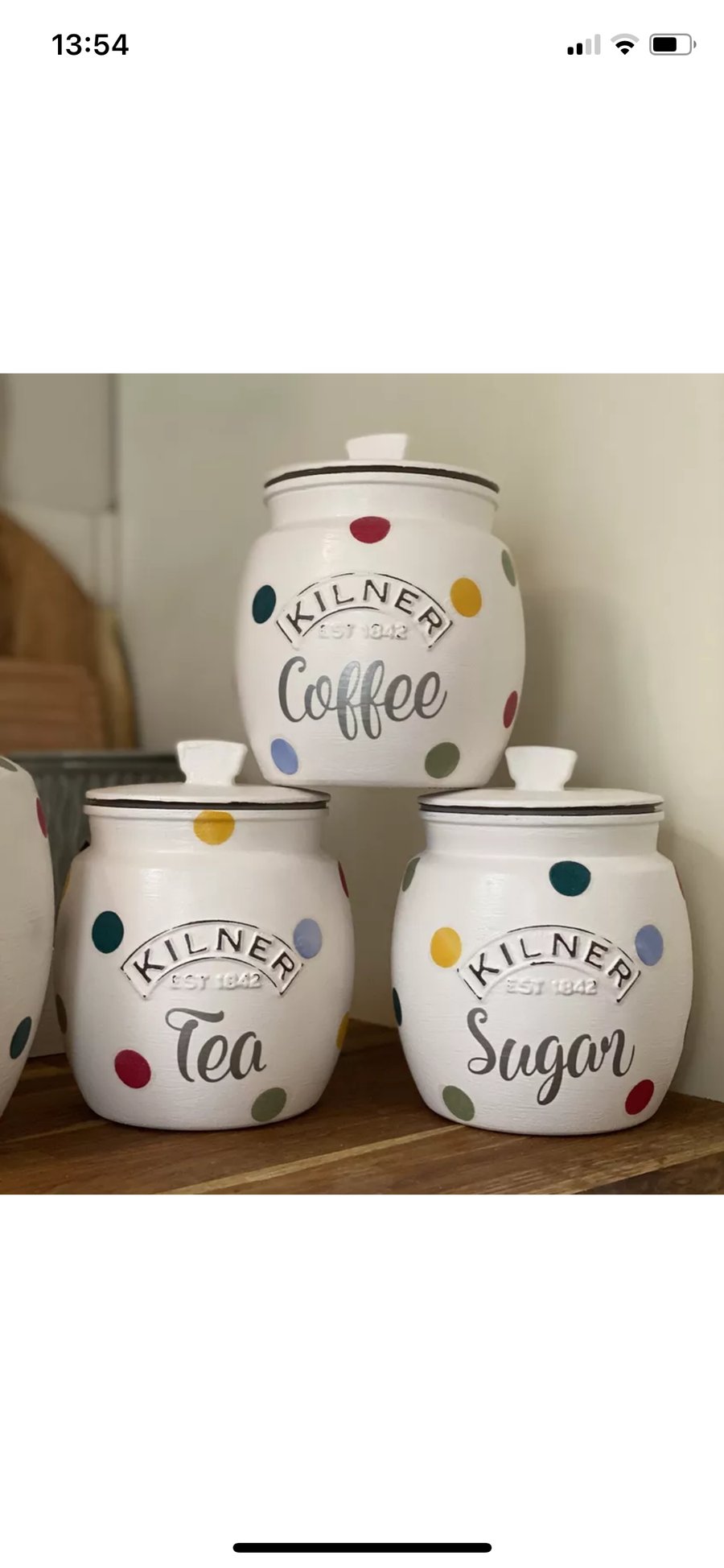 Emma Bridgewater Themed Tea Coffee Sugar Kilner jars - Polka Dot