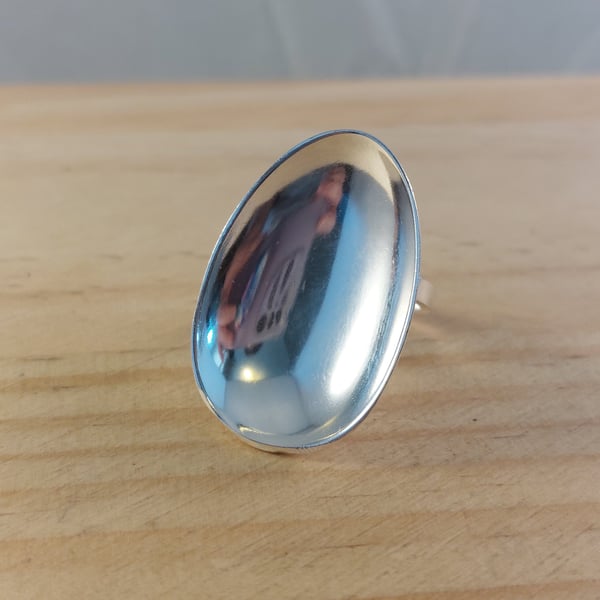 Upcycled Sterling Silver Detached Spoon Bowl Adjustable Ring (SKU130625)
