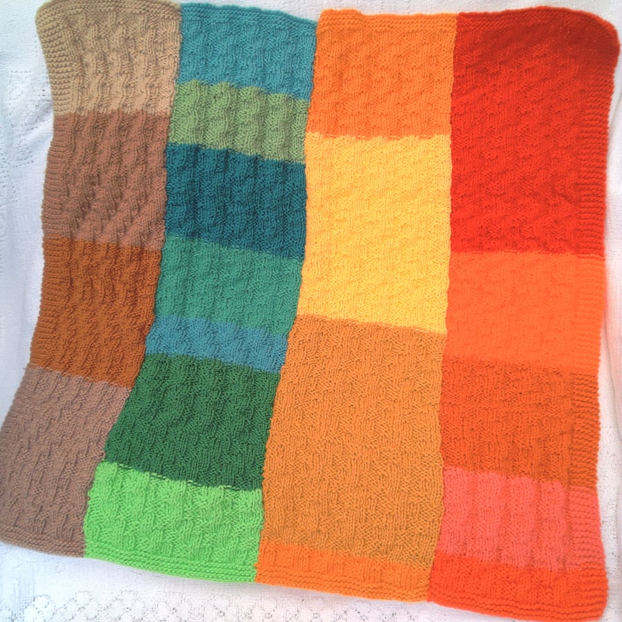 Baby's Multi Coloured Basket Weave Blanket, Nursery Blanket, Coming Home Blanket