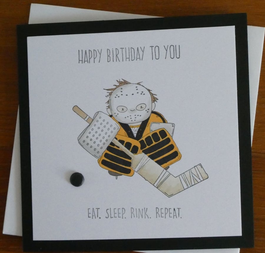 Ice Hockey Birthday Card - Choice of Colours 