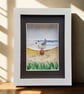 Sea Glass Seagull Picture, Quirky Coastal Wall Art, Handmade Beach Lover Gift - Image 1
