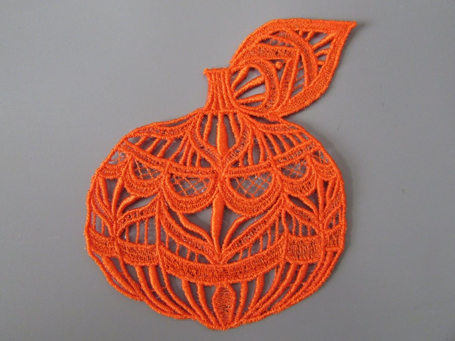 Embroidered Lace Pumpkin Applique Patch