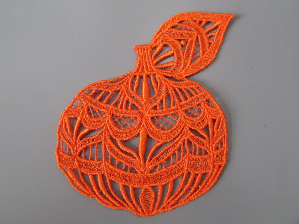 Embroidered Lace Pumpkin Applique Patch