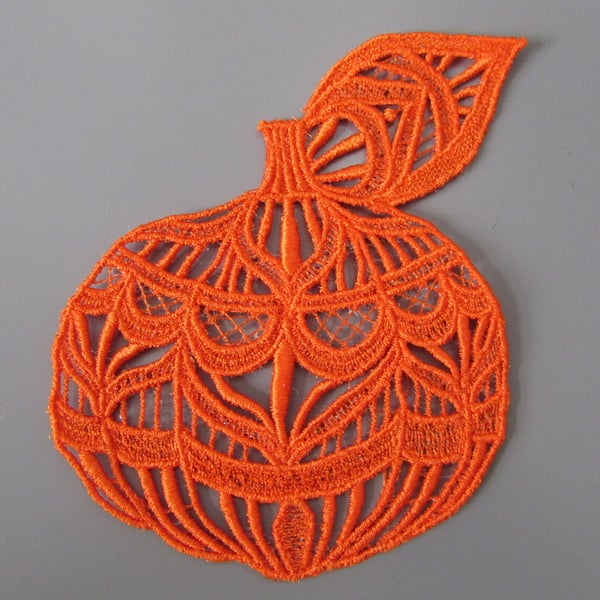 Embroidered Lace Pumpkin Applique Patch