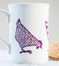 Fine Bone China Mug with chickens or hens inspired by Indian woodblock prints. - Image 7