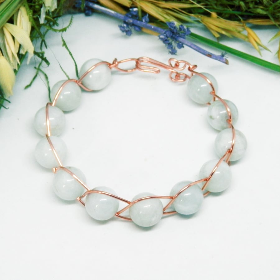 Celtic Braid Aquamarine Beaded Bracelet