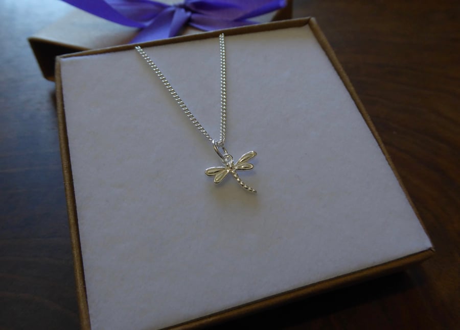 Silver Dragonfly Charm Necklace