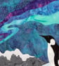 Southern Lights Penguin Pattern Art Quilt Wall Hanging  - Image 4
