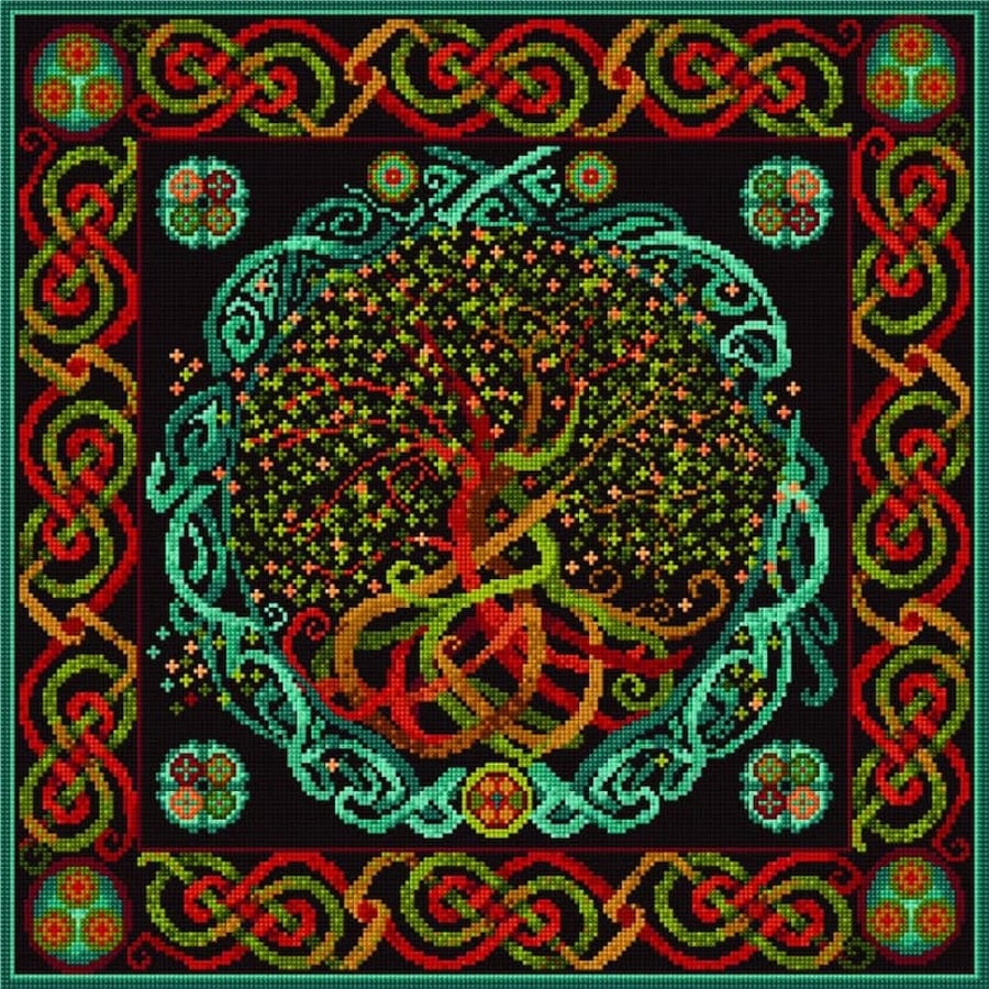 Celtic Tree of Life Tapestry Wall-hanging Kit,  Counted Cross-stitch Kit 