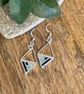 Lightweight geometric beadwork earrings in silver, black and turquoise  - Image 5