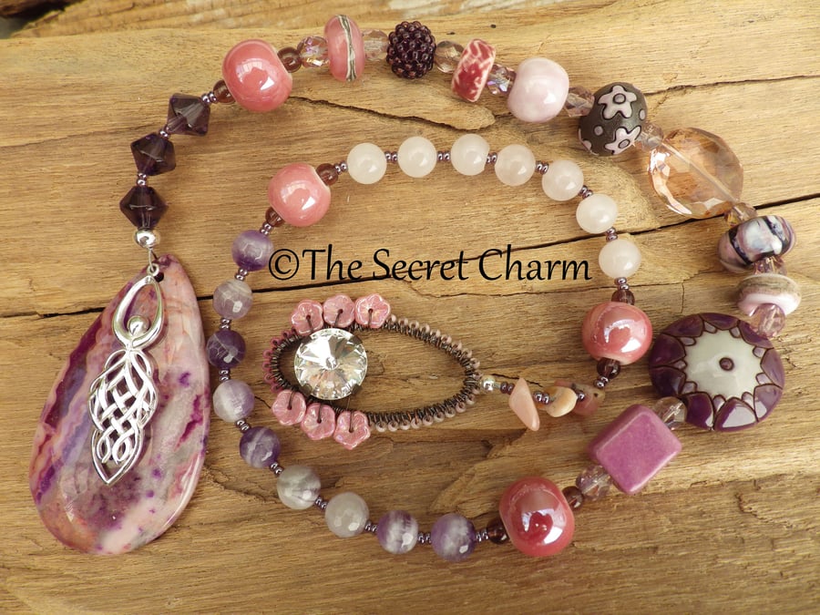 Sterling Silver Celtic Goddess Rosary Prayer Beads, Meditation Beads OOAK