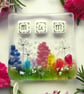 Mum Fused Glass Trinket, Ring or Pin Dish (Rainbow Country Meadow) - Image 1