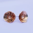 Gold Welsh Poppy Earrings: 9ct Gold with Sterling Silver