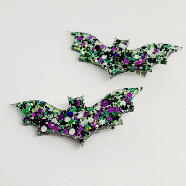 Sparkle Bat Hair Clips: Spooky Gothic Halloween Accessories