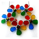 Rainbow Floral Wreath Stained Glass Suncatcher Handmade Flower