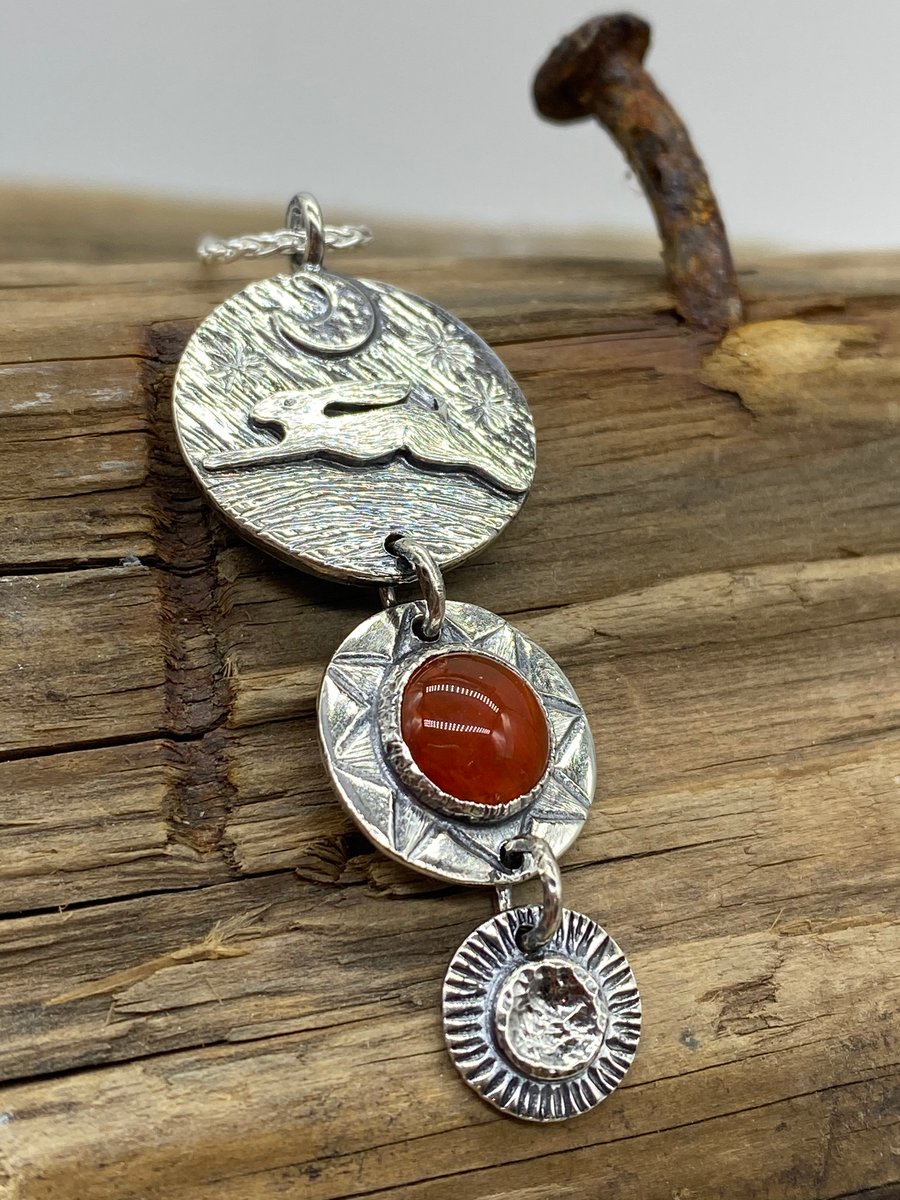 RESERVED FOR SUZIE (SOLD THANK YOU)  Hare Necklace with Carnelian
