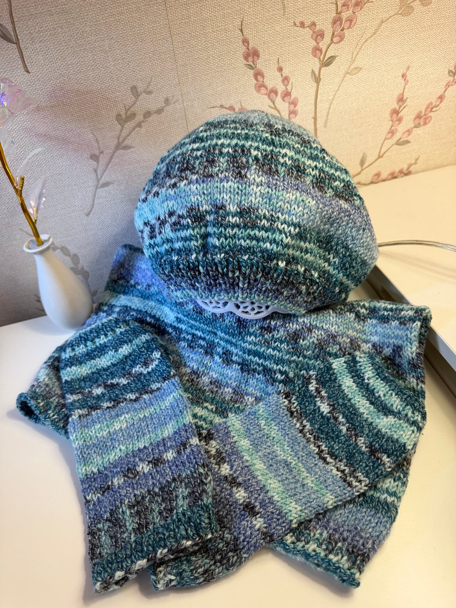 Ladies Beret, snood and wrist warmers.