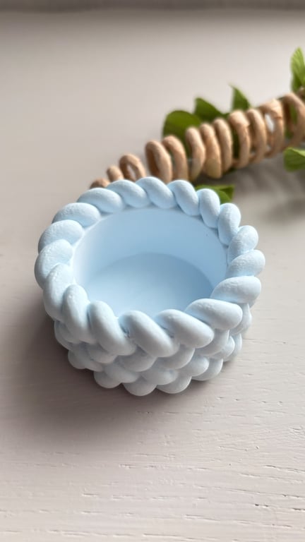 Pale Blue Braided Tea light Holder – Candle Holder - Minimalist Decor
