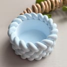 Pale Blue Braided Tea light Holder – Candle Holder - Minimalist Decor