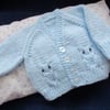14" Newborn Baby Boys Owl Cardgan