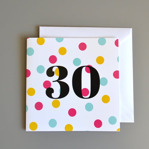 30th Birthday Card for Her - 30 - Thirty - Thirtieth Birthday Card