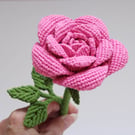 Single stem rose, macrame rose, pink rose flower