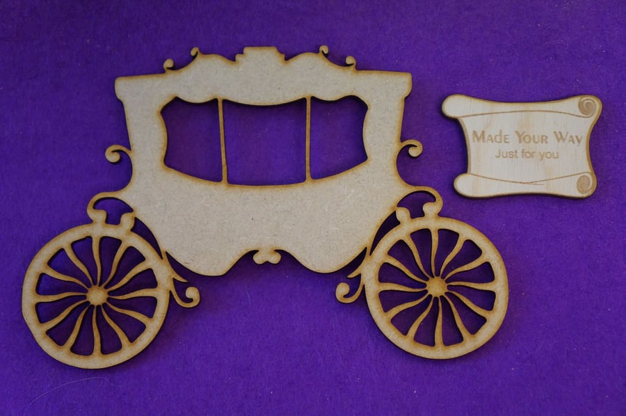 MDF Fairytale Princess Carriage A 15cm - Laser cut wooden shape 