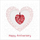 Happy Anniversary - Personalised Red Heart Ceramic Keepsake Card