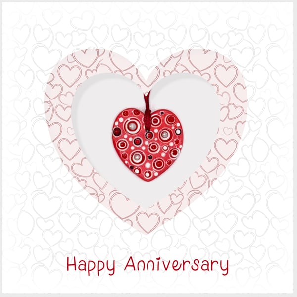 Happy Anniversary - Personalised Red Heart Ceramic Keepsake Card