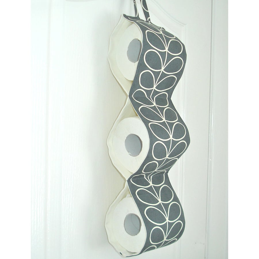 Toilet Roll Holder 3 Loo Roll Hanging Three Rolls Paper Storage Grey Stem Leaf