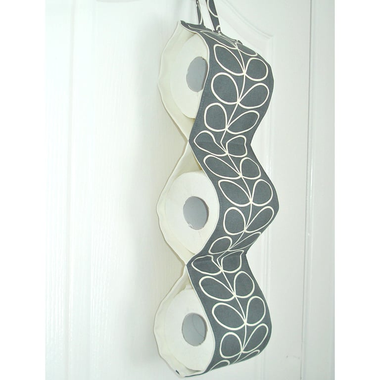 Toilet Roll Holder 3 Loo Roll Hanging Three Rolls Paper Storage Grey Stem Leaf