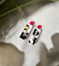 Animal Print Geometric Rectangle Statement Earrings - Image 3