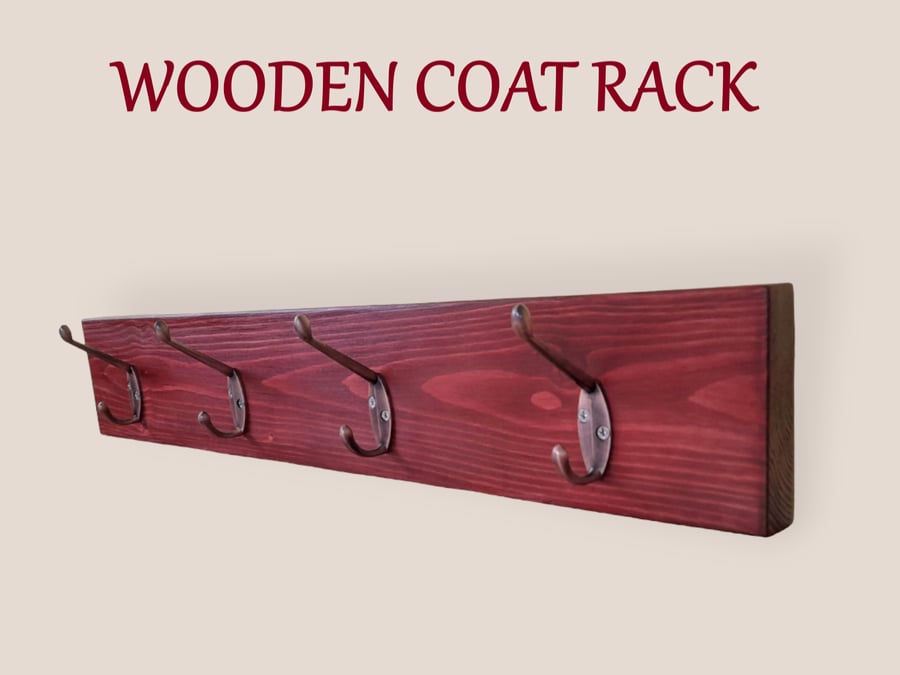 Wooden Coat Rack, Handmade Mahogany Wood Coat Rack