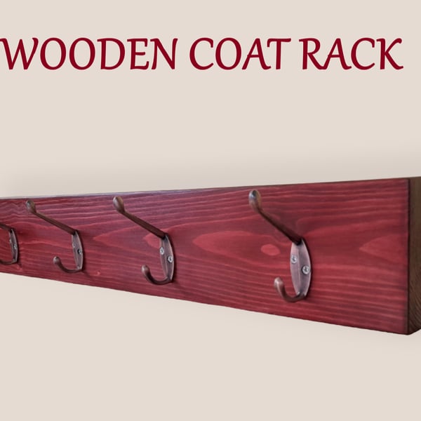 Wooden Coat Rack, Handmade Mahogany Wood Coat Rack