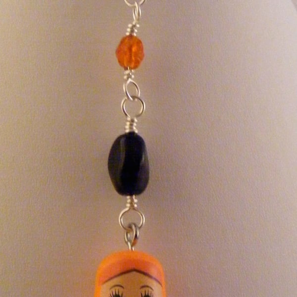 Orange and Black Bag Charm.