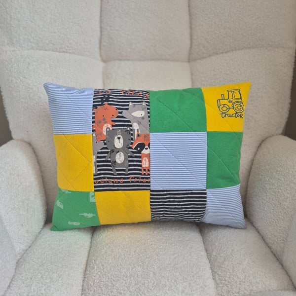 Baby Clothes Memory Pillow, Quilted Keepsake Cushion Handmade Custom Gift