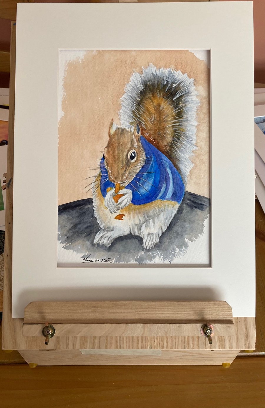 Original Water colour of The Hungry Squirrel.