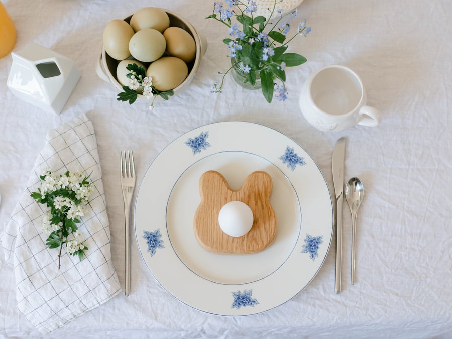 Wooden Egg Cup - Bunny - Children's breakfast tableware - Easter Gifts