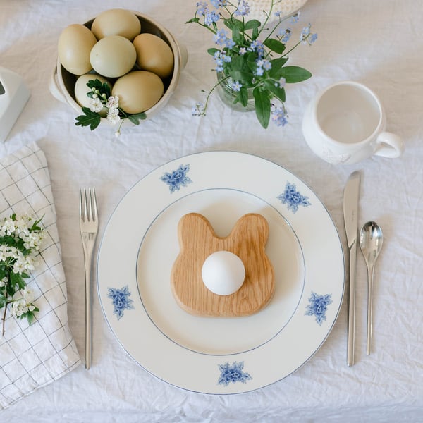 Wooden Egg Cup - Bunny - Children's breakfast tableware - Easter Gifts