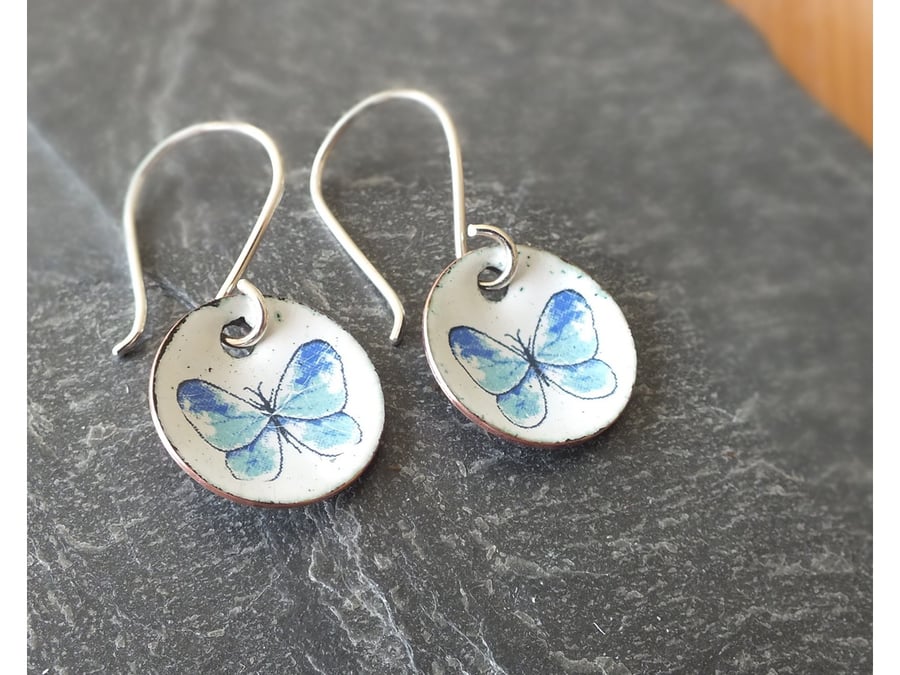 Blue butterfly earrings