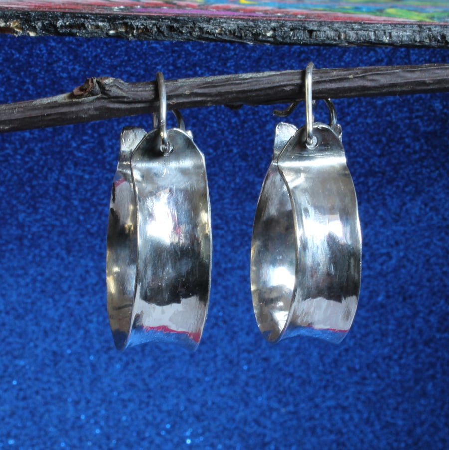 Chunky Hoop Statement Silver Earrings